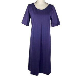 Peruvian Connection scoop neck Pima cotton stretch ponte knit dress purple M